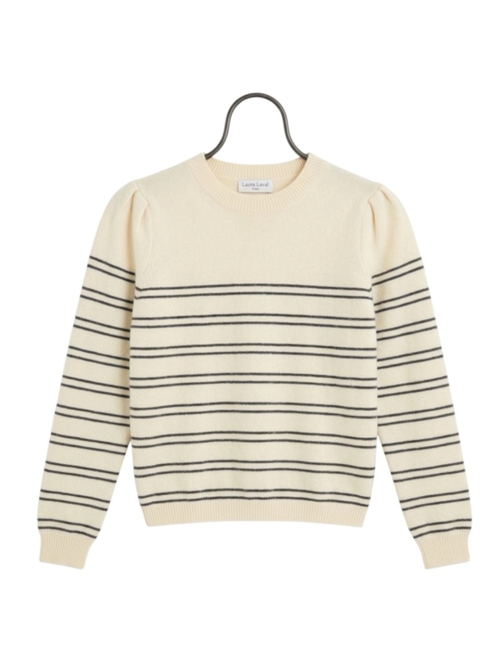 Laura Laval Cream and Black Striped Sweater